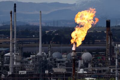 The Petroineos oil refinery in Grangemouth, Scotland. The country's only oil refinery will close in 2025, leading to the loss of 400 jobs. Getty Images
