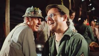 Radar O'Reilly, right, the company clerk in the 1970s TV show MASH, might today be called a "fobbit" by his army colleagues. CBS Photo Archive / Getty Images