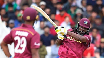 Gayle plays a shot during his innings. AP Photo