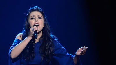 Jamala, representing Ukraine with the song 1944, performs during the final of the Eurovision Song Contest 2016 final in Stockholm. Jonathan Nackstrand / AFP Photo