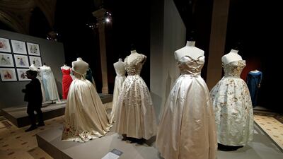 Vintage Dior dresses at Les Annees 50, La mode en France exhibition in Paris, 2014. Reuters