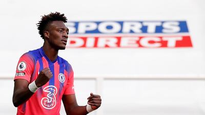 Chelsea's Tammy Abraham celebrates scoring his side's second goal in their 2-0 win against Newcastle United at St James' Park. PA