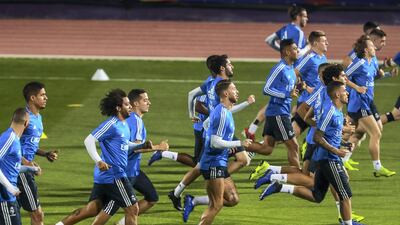 Real Madrid training session at the NYU Abu Dhabi football stadium.