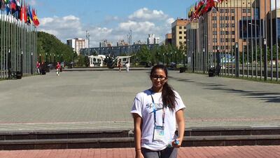 Nada Al Bedwawi, 18, shown in Kazan, Russia dring the 2015 Fina World Championships for aquatics, where she competed in swimming in the 100-metre breaststroke. Photo Courtesy / Speedo