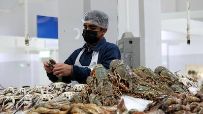 Seafood for sale at Deira Waterfront Market, Dubai, during Eid Al Fitr