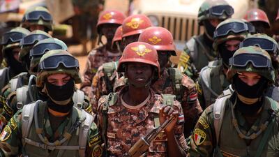 Paratroopers from Egypt and Sudan at the 'Guardians of the Nile' joint exercises supervised by the Sudanese Chief of Staff Muhammad Al Hassan and the Egyptian Chief of Staff Mohamed Farid. EPA