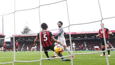Salah taps in his third goal. Action Images via Reuters