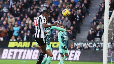 Newcastle substitute Alexander Isak scores the winner. Reuters