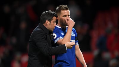 Gylfi Sigurdsson, right, paid tribute to manager Marco Silva for Everton's run of form in the Premier League. Laurence Griffiths / Getty Images