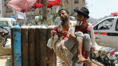 Thousands of civilians were killed and injured by Houthi shelling and attacks. Courtesy Yemeni Coalition to Monitor Human Rights Violations