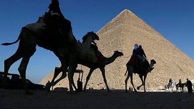 The number of Arab tourists to Egypt increased 7.5 per cent in the first quarter of this year to 520,353. Above, the great pyramids in Giza. Hassan Ammar / AP Photo