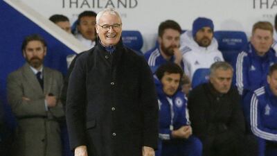 Leicester City manager Claudio Ranieri shown during his team's win over Chelsea on Monday night. Carl Recine / Action Images / Reuters / December 14, 2015