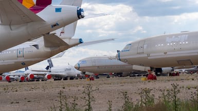 Teruel Airport, a former military base in Spain’s Aragon region, is one of the world’s most prominent aircraft storage hubs. EPA