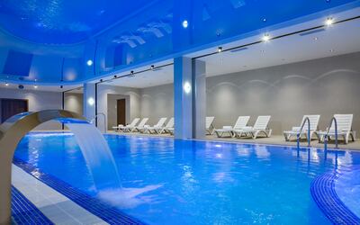 A large indoor pool is located at basement level. Photo: Hilton