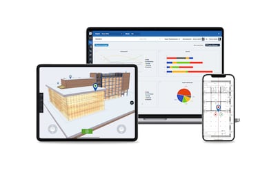 Teams can share digital floor plans or building information modelling, communicate and track any kind of information using a web application or an app. Photo: PlanRadar
