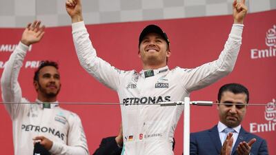 Nico Rosberg celebrates his Japanese Grand Prix victory on October 9, 2016 in Suzuka, Japan. Clive Mason / Getty Images