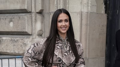 Jessica Alba arrives at the Stella McCartney show. AP