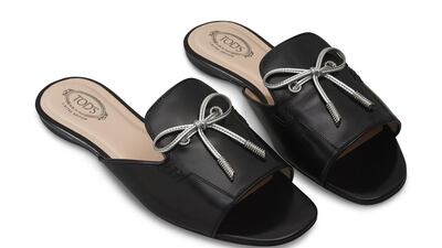 Black slippers with tassels. Courtesy Tod’s