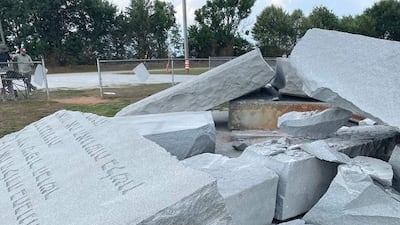 The mysterious granite monument was engraved with advice on how to protect humanity and was unpopular with conspiracy theorists. Photo: Georgia Bureau of Investigation