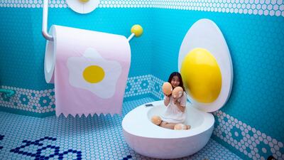 'The Egg House' is described as "an egg-themed pop-up exhibition" in Chinese state media AFP