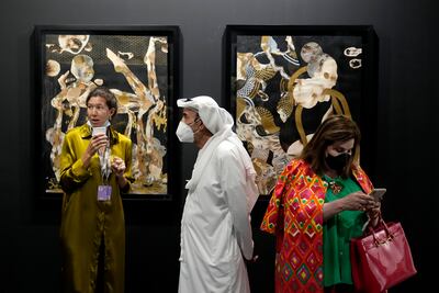 Accra-based Gallery 1957's booth, featuring the Nigerian artist Modupeola Fadugba. AP Photo