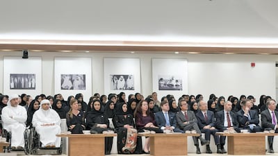 Guests attend the lecture by Professor Hugh Herr. Mohamed Al Hammadi / Crown Prince Court - Abu Dhabi
