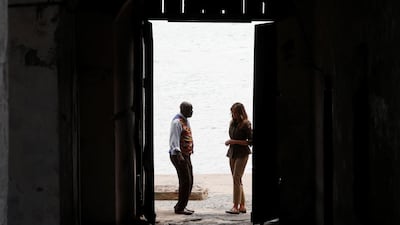 Melania Trump stands in the 'door of no return' where slaves past through, during a visit to Cape Coast castle, Ghana. Reuters