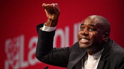 Shadow justice secretary David Lammy addresses delegates on the fourth day of the conference. AFP