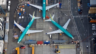 Boeing 737 MAX airplanes parked on the tarmac at the Boeing Factory in Renton. The planes have been grounded for more than two years. Reuters