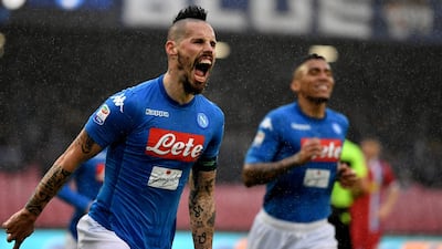 Marek Hamsik overtook Diego Maradona this season as Napoli's all-time leading goalscorer. Tiziana Fabi / AFP