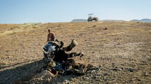 Part of an intercepted Iranian missile lies on the outskirts of Jericho, in the occupied West Bank. Getty Images
