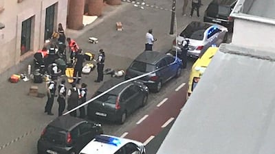 Belgian policemen and soldiers are seen at the scene where a man attacked two soldiers with a knife in Brussels, Belgium on August 25, 2017 in this picture obtained from social media. Thomas Da Silva Rosa / Reuters