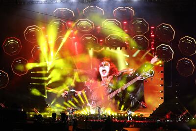 The caskets are wrapped in Kiss branding. Pawan Singh / The National