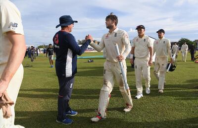 England wicketkeeper Ben Foakes, second from left, was named Man of the Match in his first Test. Getty Images
