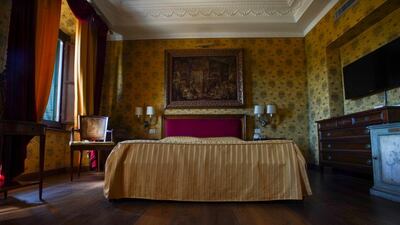A bedroom of the Atlante Star Hotel, in Rome. The hotel remained open during the lockdown measures due to COVID-19, but has had very few guests. AP Photo / Andrew Medichini