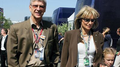 Arsene Wenger with his family during the British F1 Grand Prix at Silverstone on July 10, 2005. Getty