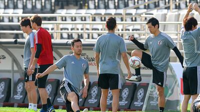 Japan train at Al Nahyan Stadium in Abu Dhabi as they look to make a fresh start following their 2018 World Cup exit. EPA