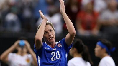 NEW ORLEANS, LA - DECEMBER 16: Abby Wambach #20 of the United States reacts after walking off the field for the final time in her career during the women's soccer match against China at the Mercedes-Benz Superdome on December 16, 2015 in New Orleans, Louisiana. Chris Graythen/Getty Images/AFP== FOR NEWSPAPERS, INTERNET, TELCOS & TELEVISION USE ONLY ==