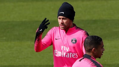 Neymar during a training session with his PSG teammates last week. Reuters