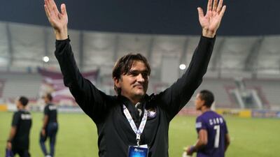 Al Ain manager Zlatko Dalic salutes the crowd after the match. Karim Jaafar / AFP