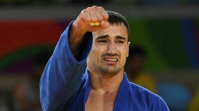 UAE’s Sergiu Toma celebrates after defeating Italy’s Matteo Marconcini during their men’s 81kg judo bronze medal A match of the Rio 2016 Olympic Games in Rio de Janeiro on August 9, 2016. Toshifumi Kitamura / AFP