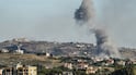Smoke rises from the site of an Israeli air strike in the village of Nabatieh Al Fawqa, Lebanon. AFP