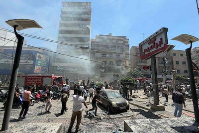The aftermath of the Israeli air strike in Beirut on Sunday. AFP