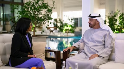 Sheikh Mohamed with Delcy Rodriguez, Vice President of Venezuela