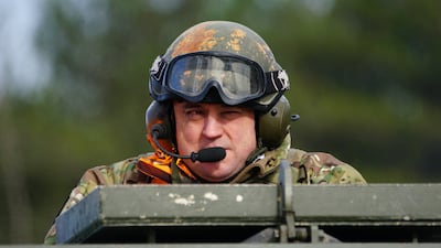 Defence Secretary Ben Wallace at a British Army military base. PA