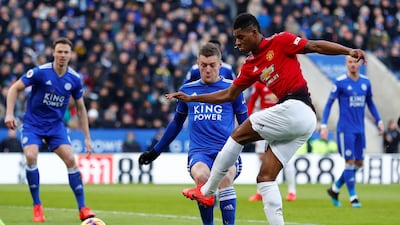 Rashford shoots at goal. Reuters