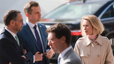 Belgian Foreign Minister Maxime Prevot, left, has called on EU foreign affairs chief Kaja Kallas to push measures on trade with Israel. EPA