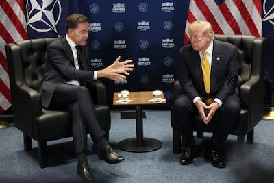 Nato Secretary General Mark Rutte with Donald Trump in Ankara. Getty Images