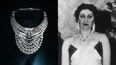 Queen Nazli of Egypt wearing the necklace in 1939. AFP / Getty Images