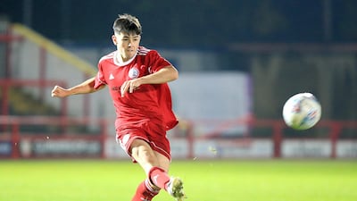 Ryan Muldoon in action for Accrington Stanley at the club's Wham Stadium during an FA Youth Cup tie. Courtesy Duncan Hare